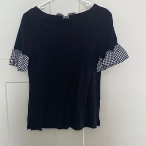 Talbots short sleeve black and black/white plaid sweater